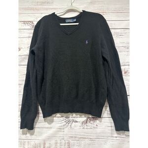 Polo Ralph Lauren Wool Vneck‎ Sweater Men's Size L Black
